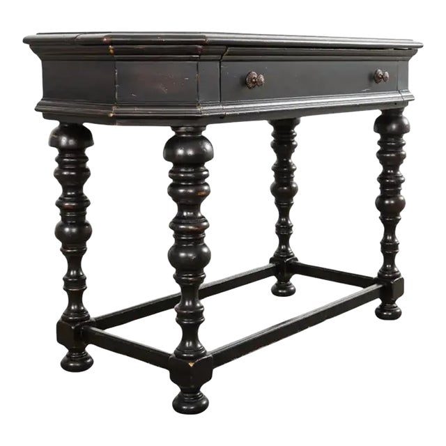 Portuguese Style Ebonized Spinet Secretary Desk by Tommy Bahama For Sale
