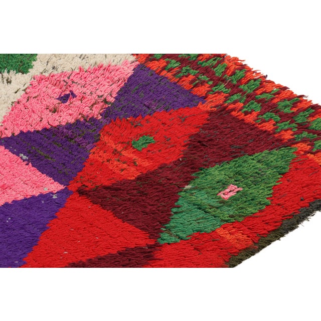 Vintage Moroccan Runner Rug With Polychromatic Diamond Patterns | Rug & Kilim For Sale In New York - Image 6 of 8