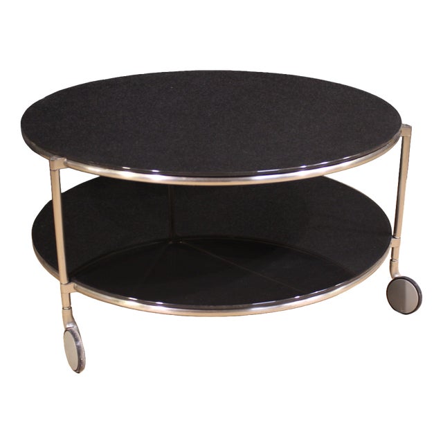 Coffee Table on Casters, 1980s For Sale