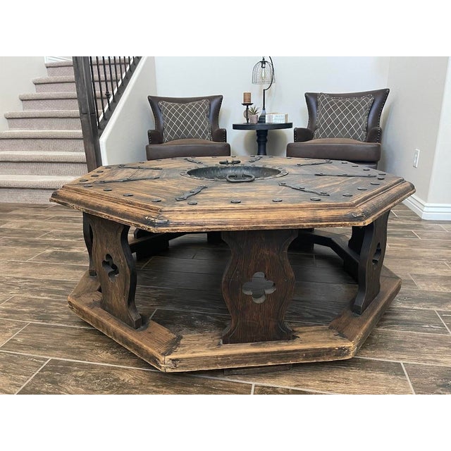 Spanish Revival Vintage Spanish Revival Octagon Brazier Coffee Table For Sale - Image 3 of 3