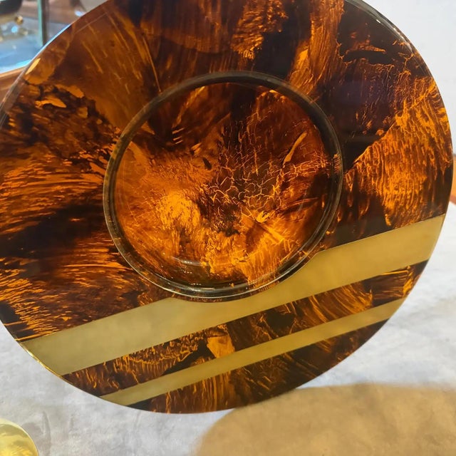 Brown 1970s Dior Home Style Mid-Century Modern Faux Tortoiseshell Lucite Centerpiece For Sale - Image 8 of 14