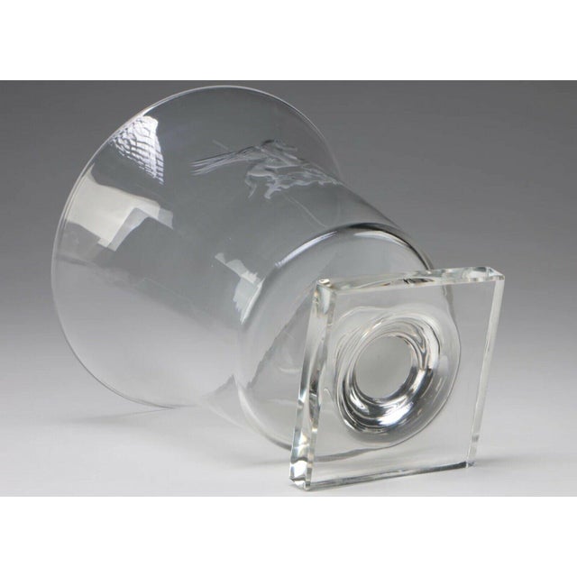 Steuben Glass Vintage Crystal Etched ‘Pegasus’ Large Clear Crystal Urn Vase -Steuben INSPIRED-Provenance For Sale - Image 4 of 6