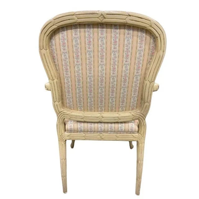 Serge Roche Pair of Serge Roche Style Arm Chairs With Pink Striped Fabric For Sale - Image 4 of 5