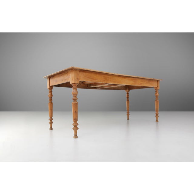 Brown Rustic Elm Dining Table with Drawer, France, 1850s For Sale - Image 8 of 14