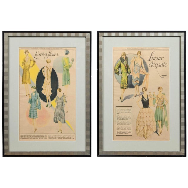 Vintage Fashion Advertisements, La Presse Montreal, 1928 - a Pair For Sale