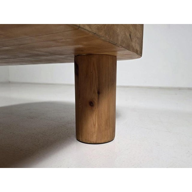 French Solid Pine Coffee Table with Cylindrical Legs, 1970s For Sale - Image 9 of 10