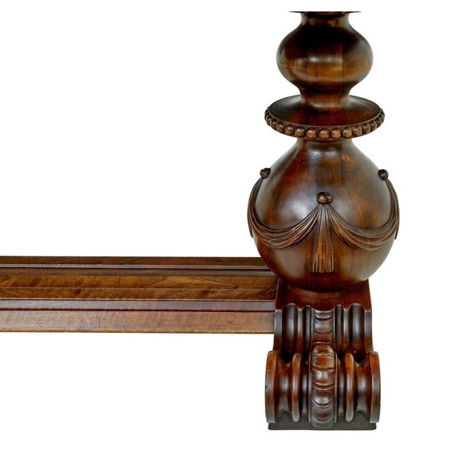 Wood Vintage Scandinavian Carved Walnut Desk, 1920 For Sale - Image 7 of 13