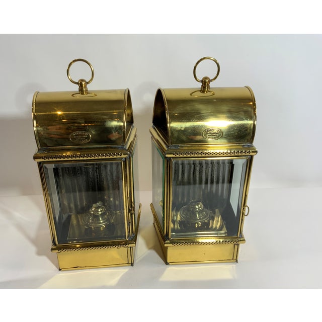 Pair of Exceptional Yacht Cabin Lanterns by Davey & Co. For Sale - Image 4 of 11