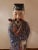 This Early 20th Century Chinese Famille Rose Porcelain Lu Dongbin Statue with Horse Hair for Facial Hair measures 13 1/2"...