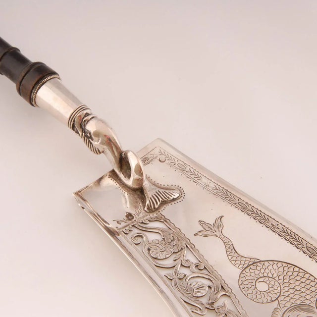 Silver Antique Regency Tableware French Napoleonic Silver Sterling Regency Flatware Empire Fish Slice For Sale - Image 8 of 10