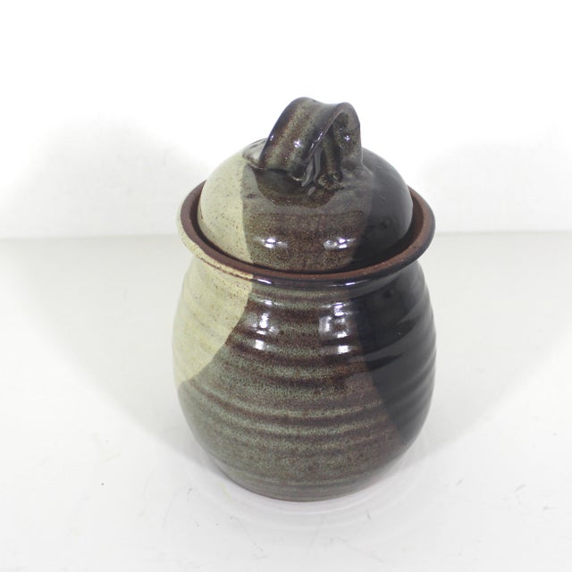 Vintage Covered Studio Pottery Canister With Lid For Sale - Image 4 of 7