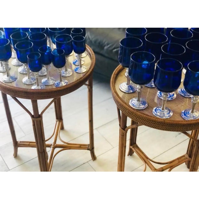 Los Castillo Style Hand-Blown Cobalt Blue Glassware With Pewter Stems Set- 37 Pieces For Sale - Image 9 of 10