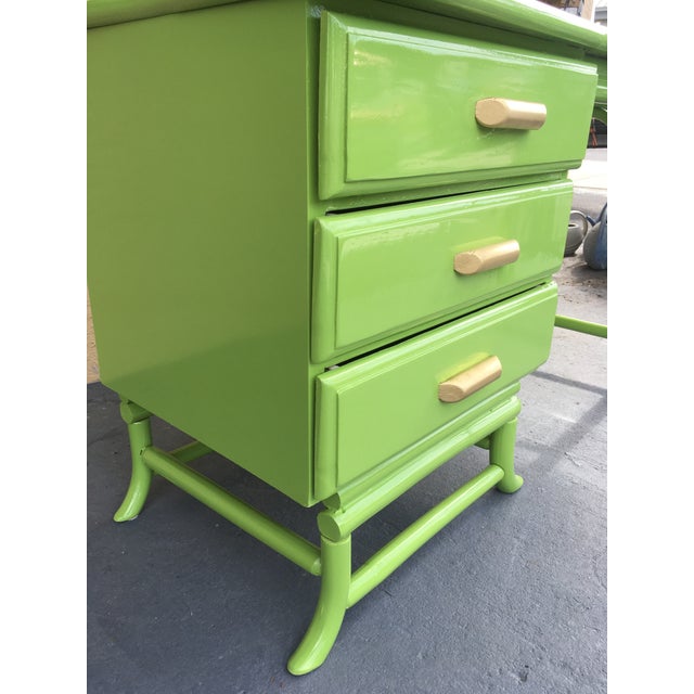 1960s Mid Century Rattan Lacquered Light Green Writing Desk Chairish