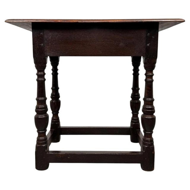 Wood Antique English Carved Oak Side Table For Sale - Image 7 of 12