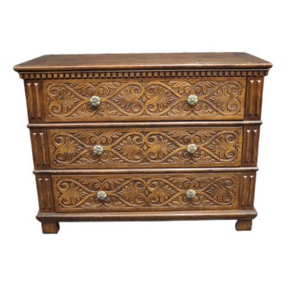 Henredon French Carved Oak Commode For Sale