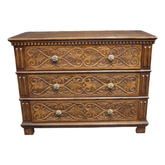 Henredon French Carved Oak Commode For Sale