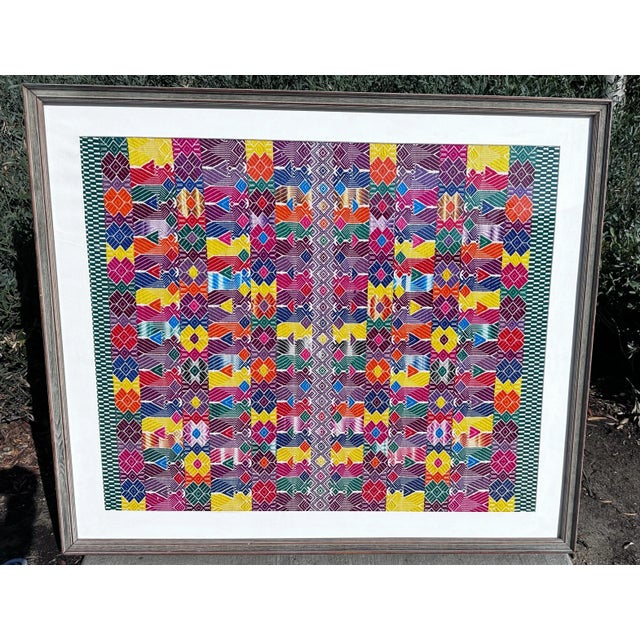 Blue Vintage Anni Albers Style Geometric Hand Woven Textile Art Painting For Sale - Image 8 of 12