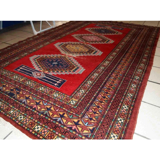 Traditional 1960s Handmade Vintage Distressed Uzbek Bukhara Rug For Sale - Image 3 of 10