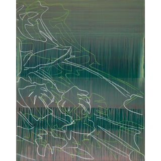 "Monstera Double Shadows Green White" Original Acrylic Painting by Simon Findlay For Sale