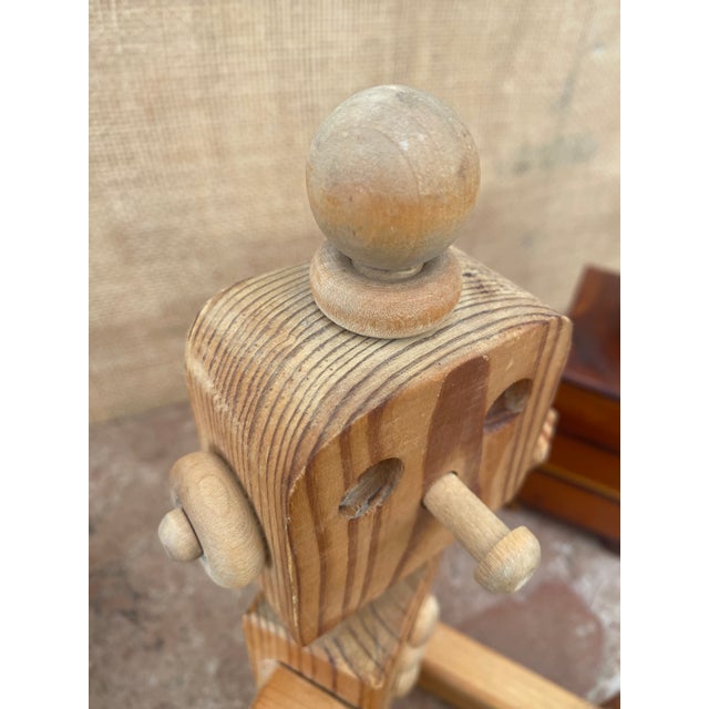 Folk Art Carved Wood Robot, Geometric Figure, Signed 1989 For Sale - Image 14 of 14