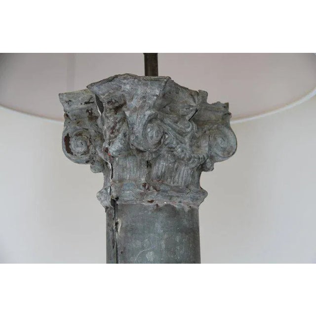 Rustic Mid 20th Century Zinc Column Mold Re-Purposed Floor Lamp For Sale - Image 3 of 11