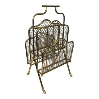 Maison Jansen, Neoclassical Brass Magazine Rack, French, circa 1940 For Sale