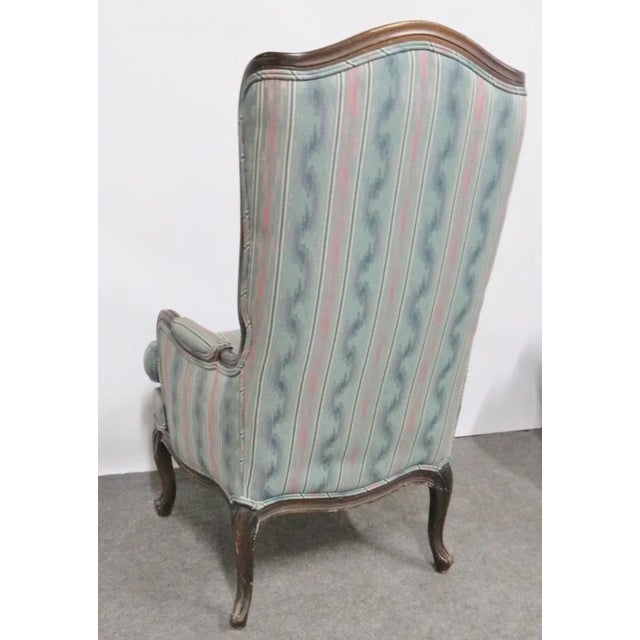 Louis XV Style Walnut High Back Wing Chairs- a Pair For Sale - Image 4 of 7