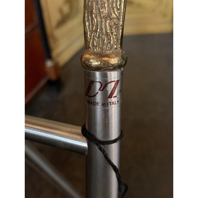 Mid 20th Century Italian Jansen Style Steel and Brass Magazine Stand For Sale - Image 5 of 7