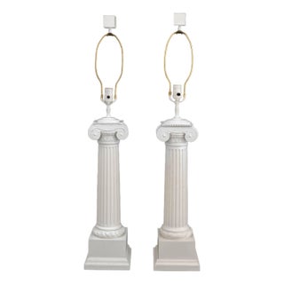 Late 20th Century Neoclassical Style Ionic Column Table Lamps, Pair For Sale