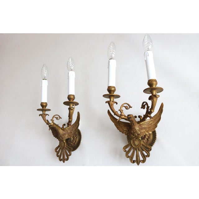 Antique Brass Eagle Wall Sconces, 1890s, Set of 2 For Sale - Image 15 of 15