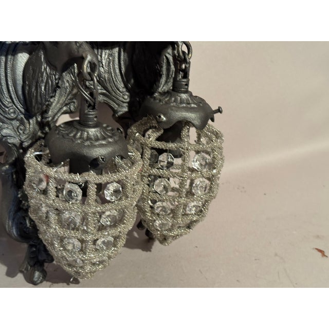 Charcoal 1980s French Louis XVI Bronze Charcoal Sconces / Wall Lamps -Pair For Sale - Image 8 of 13