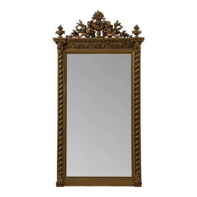19th Century French Napoleon III Style Glitwood Wooden Wall Mirror France 19th Century For Sale