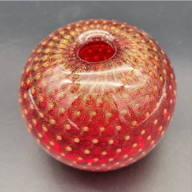 Oral Glass Vases with Gold Shade by Barovier & Toso for Murano, 1950s, Set of 2 For Sale - Image 6 of 9