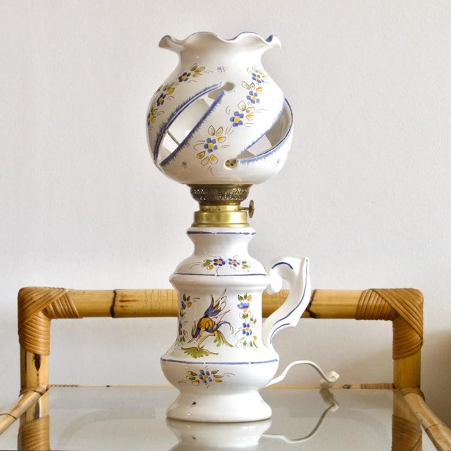 Large Hand-Painted Hand-Painted Lamp from Moustiers, 1930s For Sale - Image 11 of 11