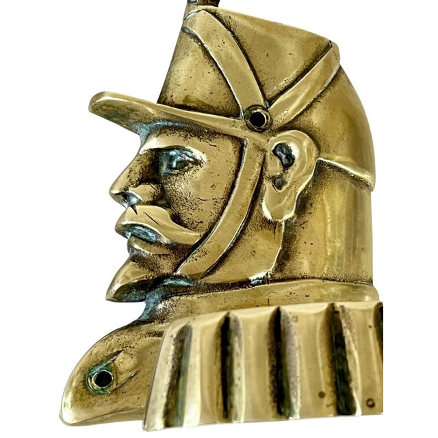 Brass Pair Vintage Brass French Napoleonic Military Hat Coat Hooks For Sale - Image 8 of 10