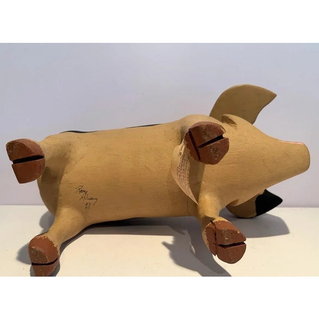 Vintage Rory Alvarez Folk Art Cottonwood Pig Large Figure, Made in New Mexico For Sale In New York - Image 6 of 9