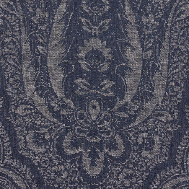 Traditional Schumacher Amara Paisley Fabric In Indigo For Sale - Image 3 of 6
