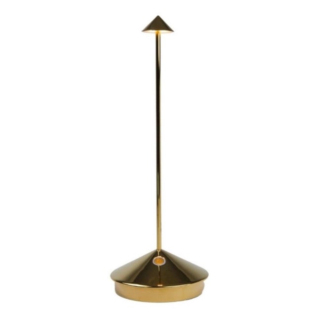 2020s Zafferano Pina Pro Rechargeable Indoor/Outdoor Cordless Table Lamp, Glossy Gold For Sale - Image 5 of 5