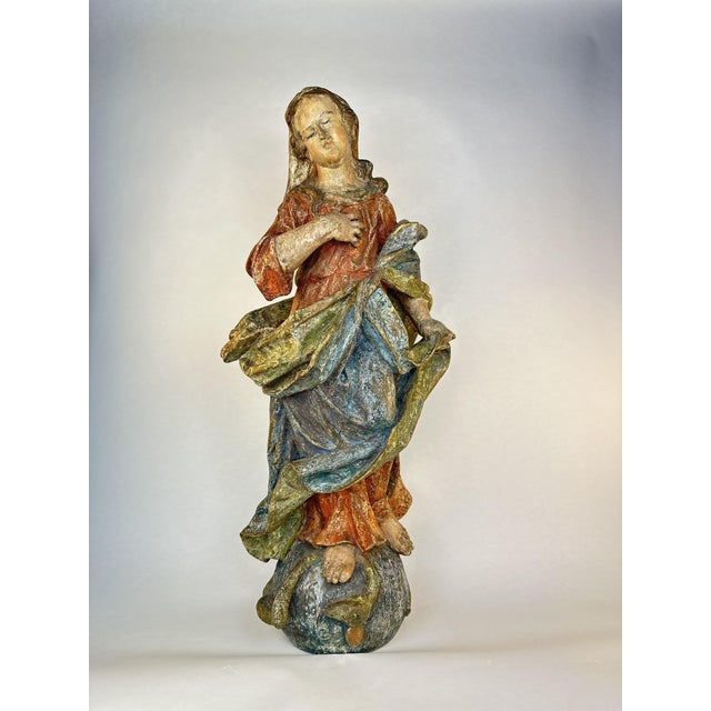 Mary, Mother of God, South German Master circa 1760, Carved Wood For Sale - Image 8 of 10