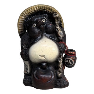 Japanese Shōwa Shigaraki Ware Tanuki Statue, 1960s For Sale