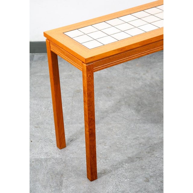 Brown Mid Century Danish Modern End Table Side Entryway Console Wide Tile Teak Wood For Sale - Image 8 of 12