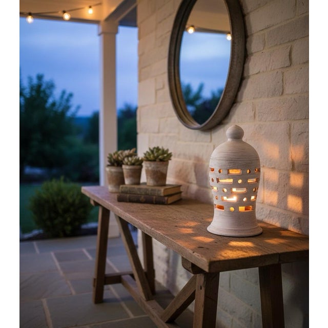 Hand-Painted Tunisian Terracotta Lantern For Sale In West Palm - Image 6 of 7