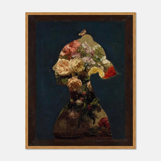 Contemporary Floral Silhouette 3 by Lara Fowler in Gold Frame, Large Art Print For Sale - Image 3 of 3