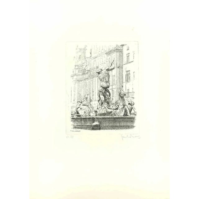 Navona Square is an artwork realized by Giuseppe Malandrino. Print in etching technique. Hand-signed by the artist in...