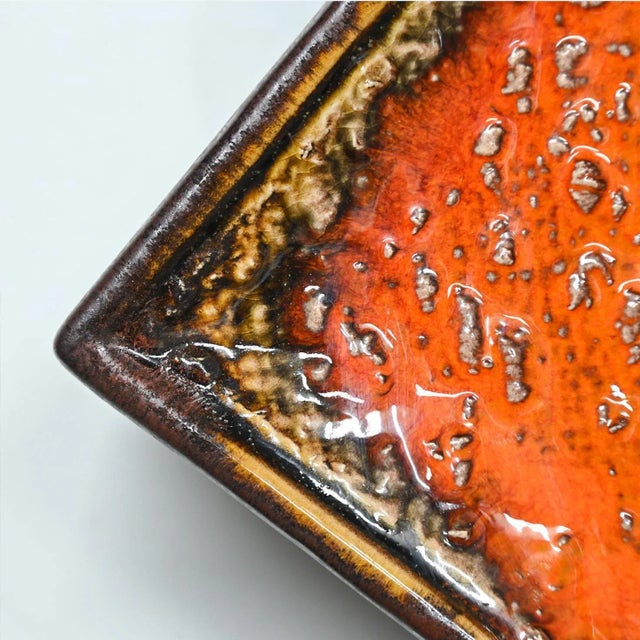 Diamond-Shaped Brown & Orange Ceramic Wall Light, Germany, 1970s For Sale - Image 6 of 12