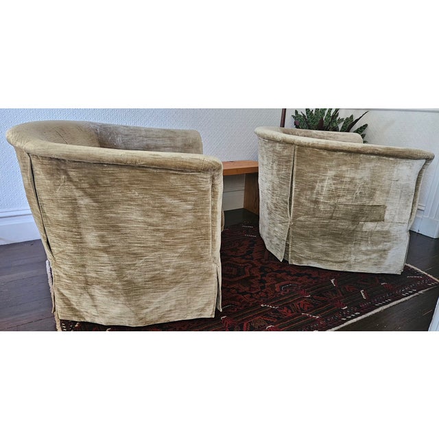 Textile Pair of Marge Carson Swivel Club Chairs For Sale - Image 7 of 9