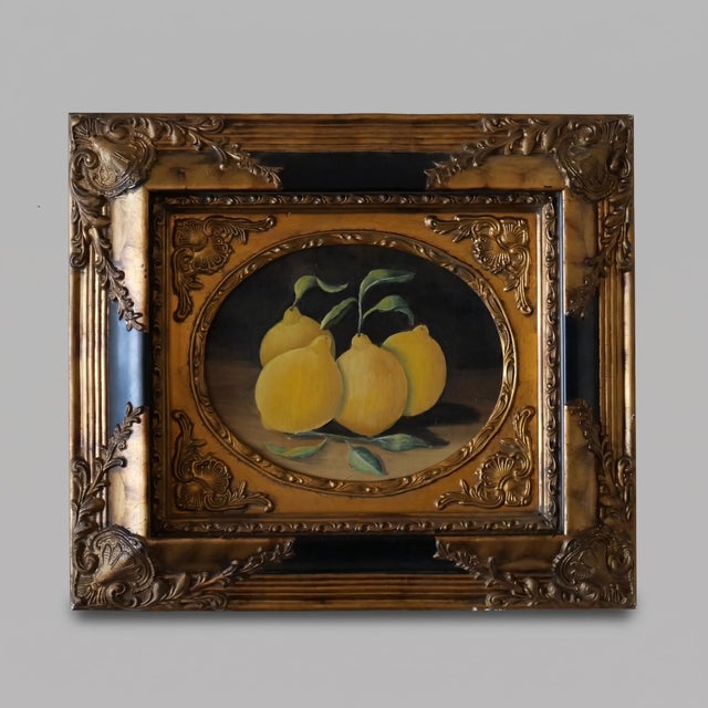 French School, Still Life with Lemons, 1890s, Oil For Sale - Image 8 of 8
