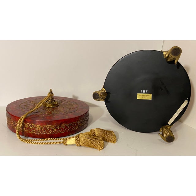 Monumental 14" Graduated Trio of Maitland-Smith Tessellated Stone Canisters - Imperial Red & Gold Leaf For Sale In Houston - Image 6 of 18