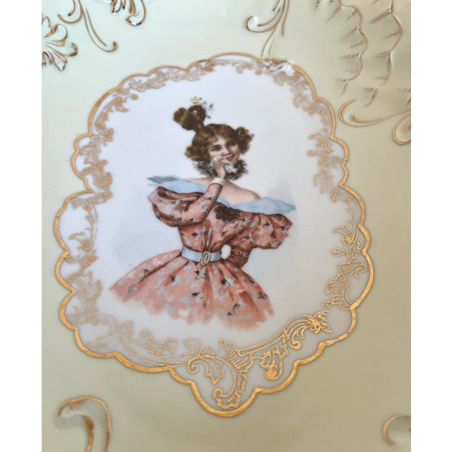Antique German Hand-Painted Portrait Porcelain Plate For Sale - Image 11 of 12