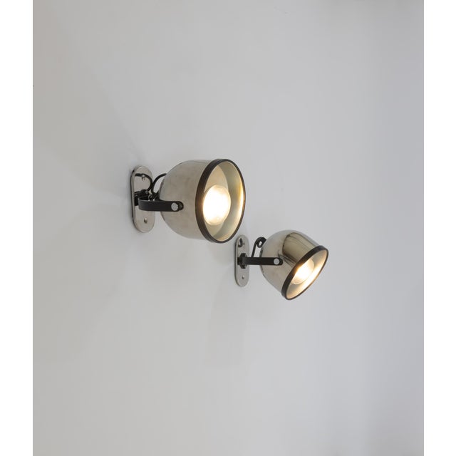 Metal Wall Lamps by Gae Aulenti and Livio Castiglioni for Stilnovo, 1970s, Set of 2 For Sale - Image 7 of 7
